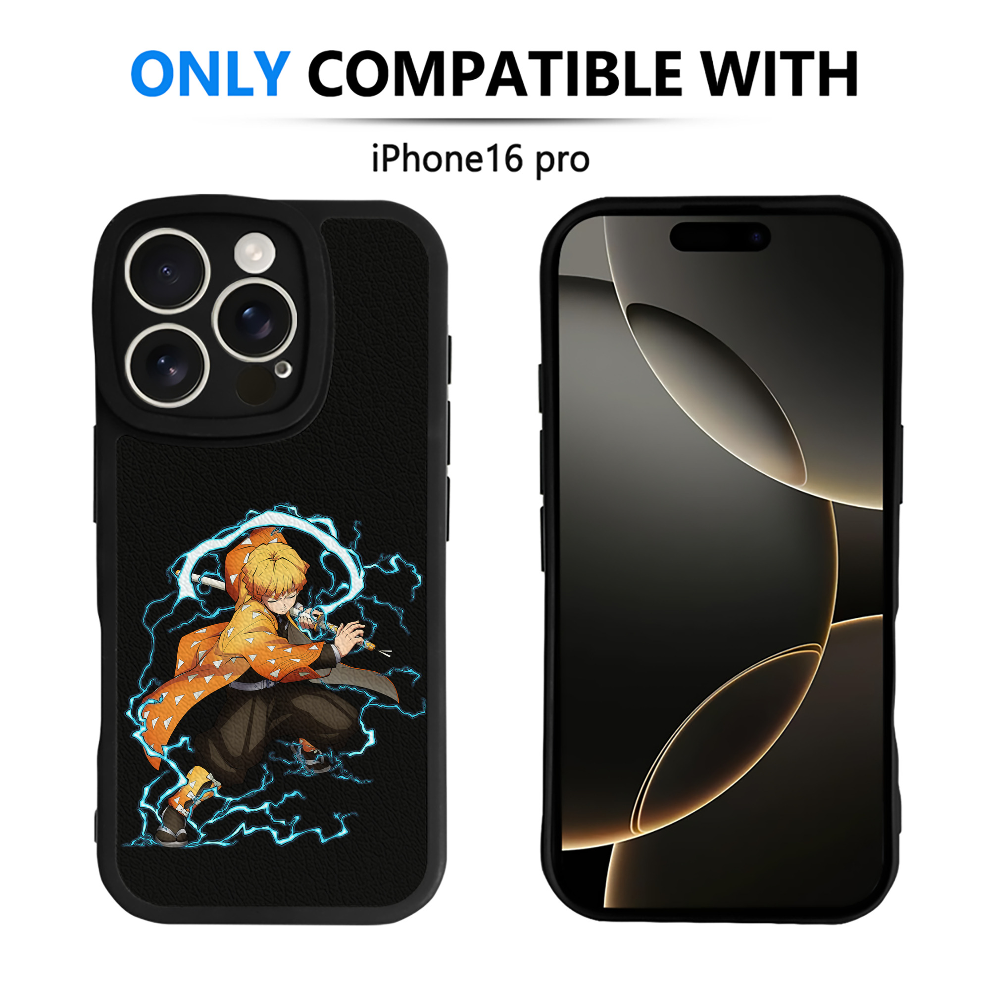 （画像用） 鬼滅の刃（きめつのやいば）我妻 善逸／あがつま ぜんいつ Agatsuma Zenitsu 【iPhone 16シリーズ対応】シリコンスマホケース（レザー調） 材質：シリコン